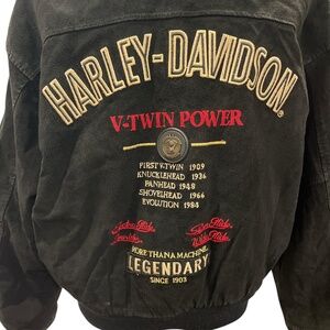 Vintage Men’s Harley-Davidson V-Twin Power Black Suede Leather Bomber Jacket M